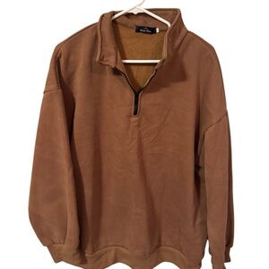 Trendy Queen rich brown half zip sweatshirt with collar, size XL, great conditio